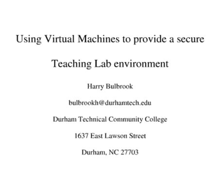 Using virtual machines to provide a secure teaching lab environment